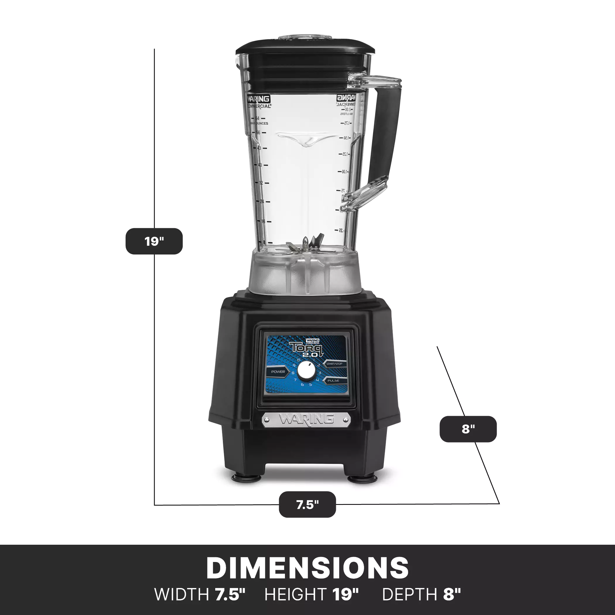 Torq 2.0 Blender with Electronic Touchpad and Variable Speed Control Dial with 64 oz. Copolyester Jar